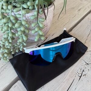 Oakley Polished White Sunglasses with Sapphire Lenses